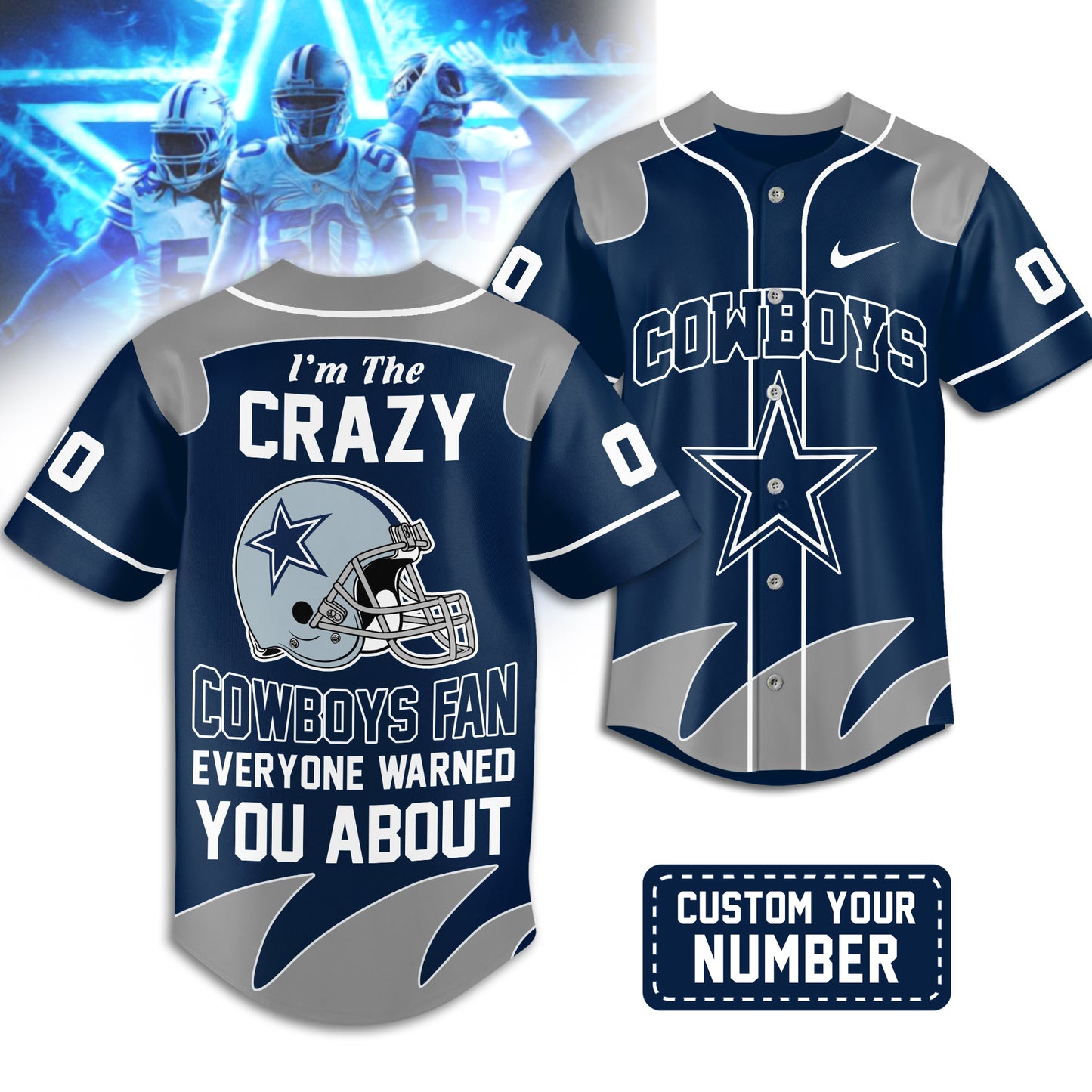 Dallas Cowboys | Premium NFL Crazy Football Fan Personalized Jersey | CR29