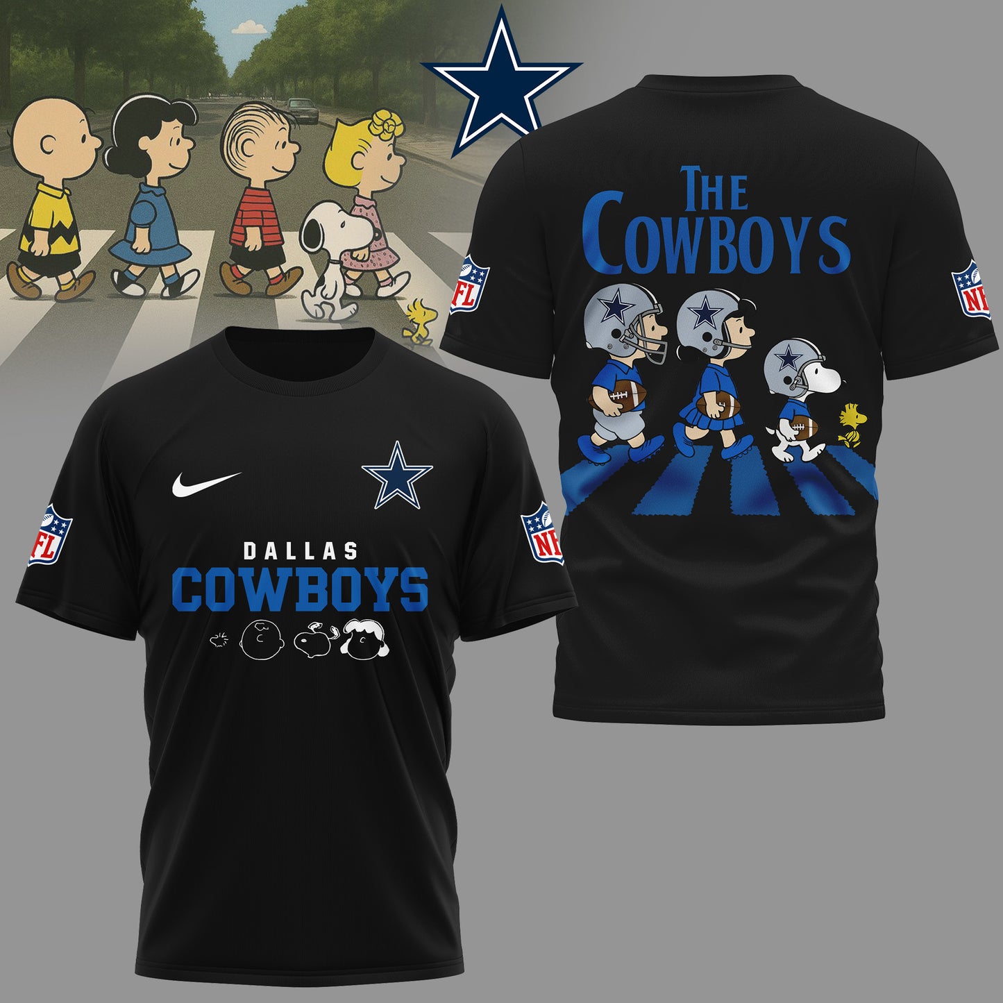 Dallas Cowboys | Premium NFL Snoopy Abbey Road 3D Shirt | OZ43