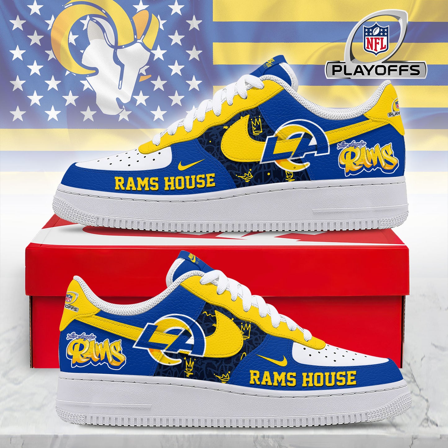 Los Angeles Rams | Premium NFL Playoffs 2025-26 AF1 Shoes | TG79