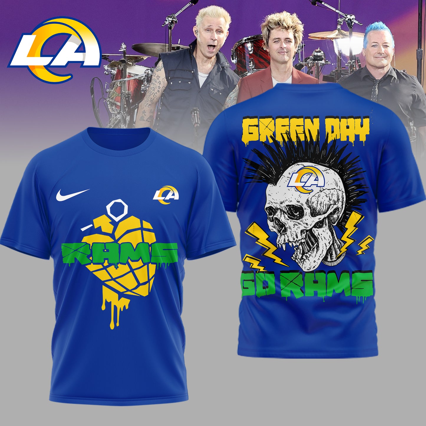 Los Angeles Rams | Premium NFL Green Day Football 3D Shirt | ES64