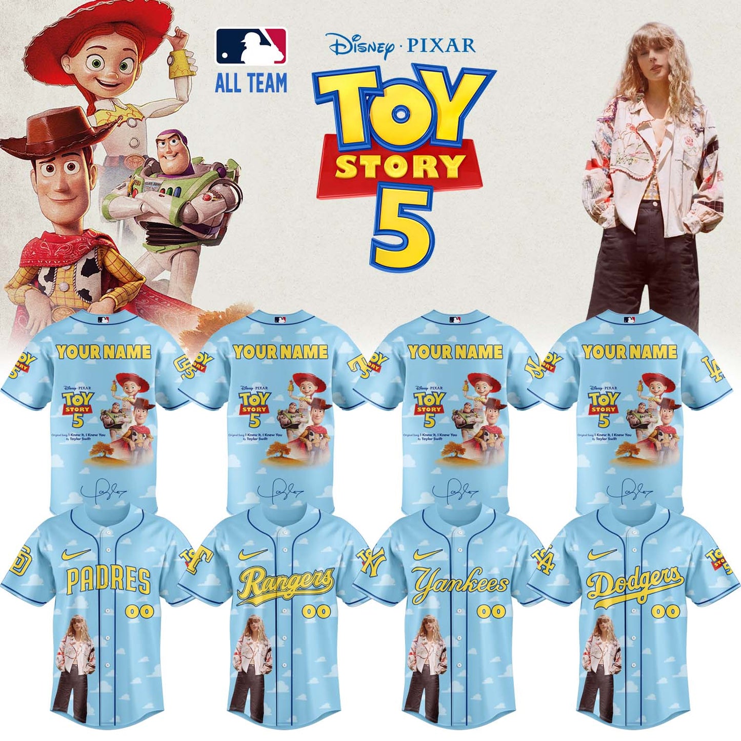 MLB x Taylor Swift x Toy Story 5 Limited Edition - Jersey (Custom Name, CustomNumber) | JK89
