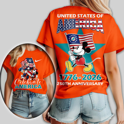 Miami Dolphins | Premium NFL Mickey Celebrate America Women Shirt | NV67