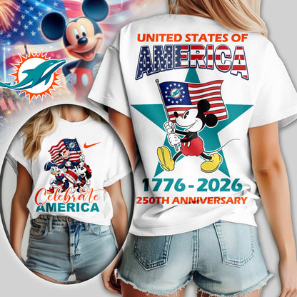 Miami Dolphins | Premium NFL Mickey Celebrate America Women Shirt | NV67