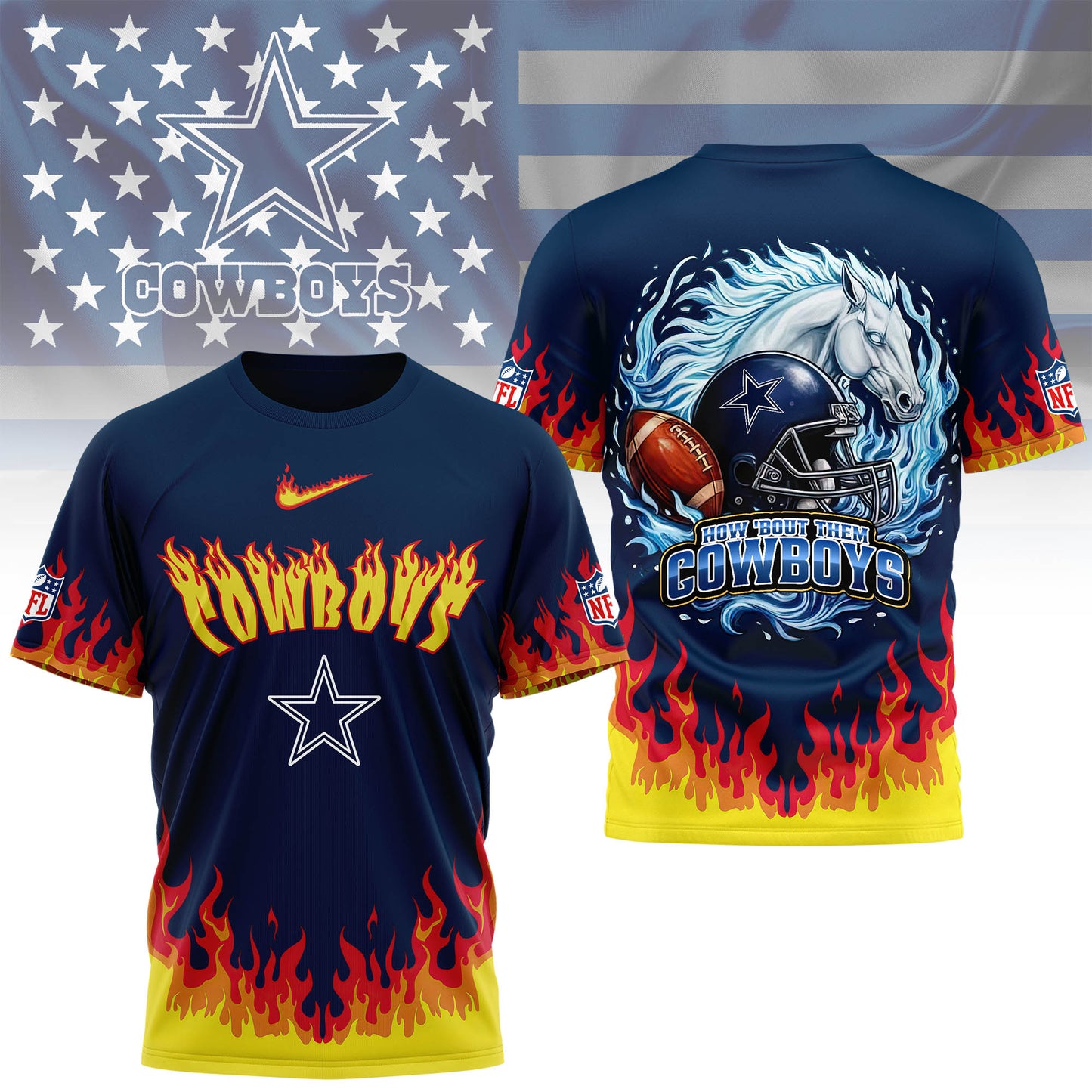 Dallas Cowboys | Premium NFL Firewave 3D Shirt | UN73