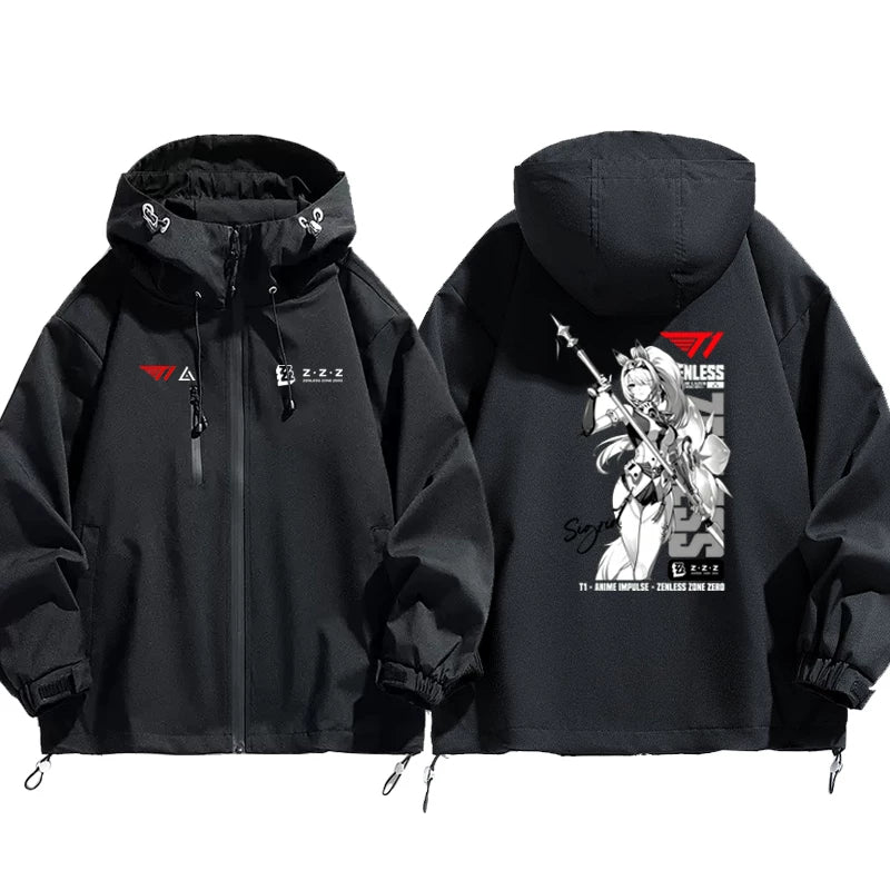 T1 Esports x Anime Collaboration Print - Men's Loose Fit  Windbreaker Jacket Outerwear for Fall/Winter