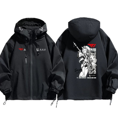 T1 Esports x Anime Collaboration Print - Men's Loose Fit  Windbreaker Jacket Outerwear for Fall/Winter