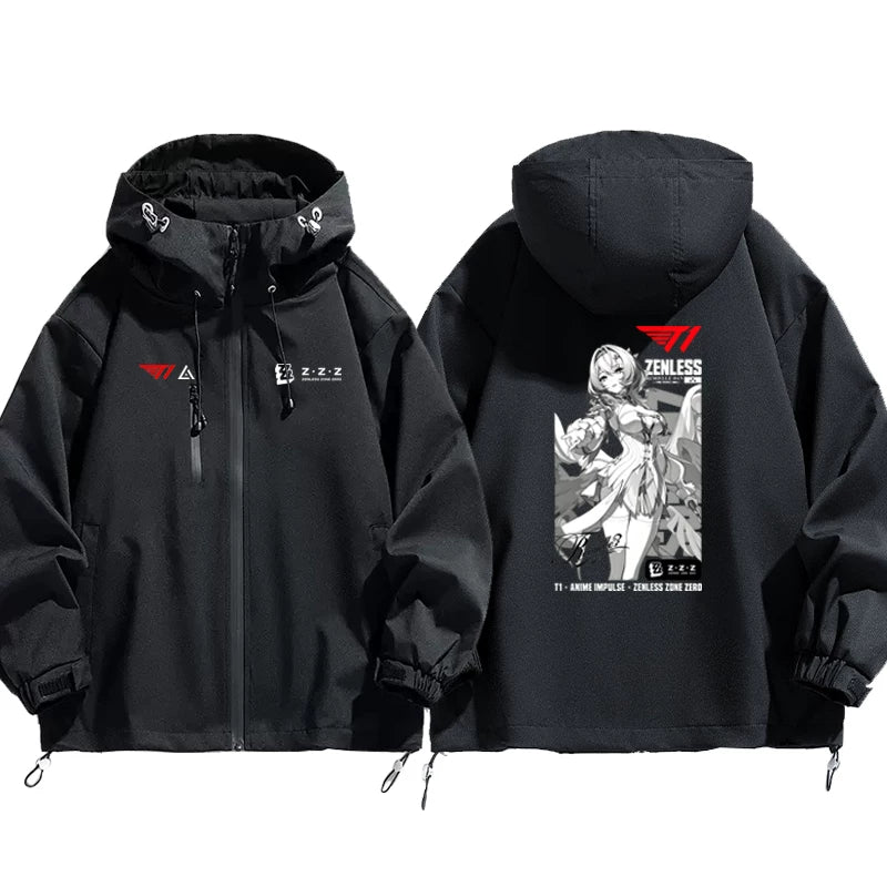 T1 Esports x Anime Collaboration Print - Men's Loose Fit  Windbreaker Jacket Outerwear for Fall/Winter