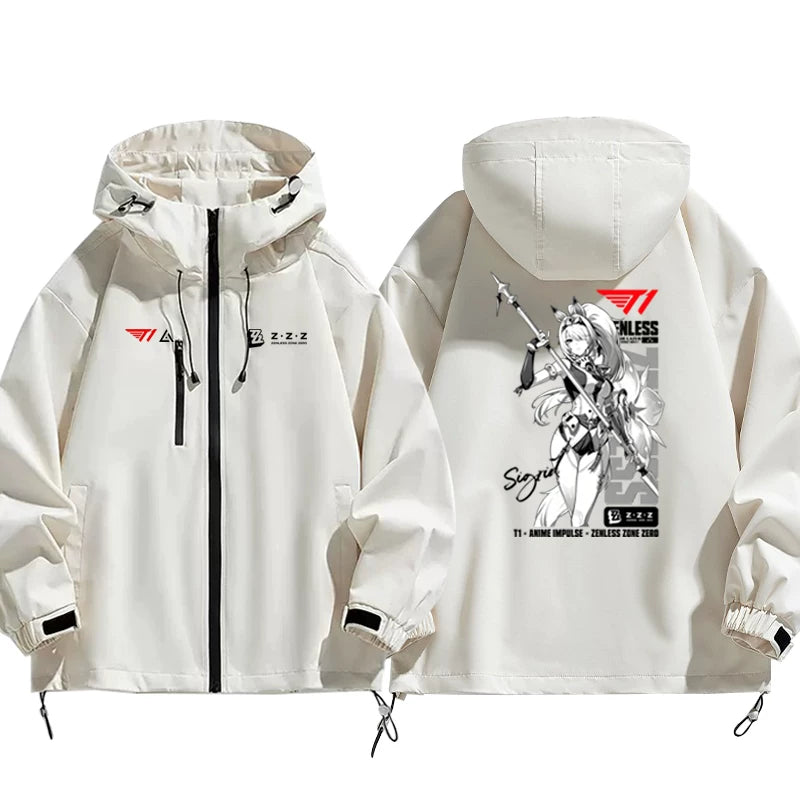 T1 Esports x Anime Collaboration Print - Men's Loose Fit  Windbreaker Jacket Outerwear for Fall/Winter