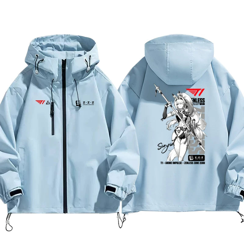 T1 Esports x Anime Collaboration Print - Men's Loose Fit  Windbreaker Jacket Outerwear for Fall/Winter