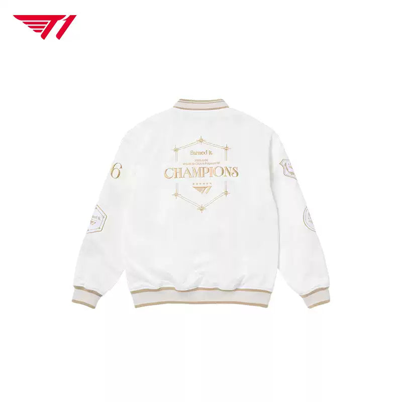 T1 S15 World Champions Commemorative Baseball Jacket - LoL Fan League Unisex Varsity Bomber | QB71