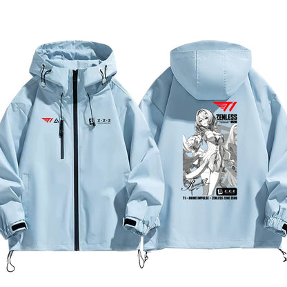 T1 Esports x Anime Collaboration Print - Men's Loose Fit  Windbreaker Jacket Outerwear for Fall/Winter