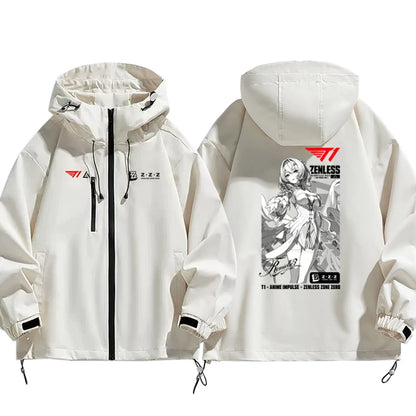 T1 Esports x Anime Collaboration Print - Men's Loose Fit  Windbreaker Jacket Outerwear for Fall/Winter