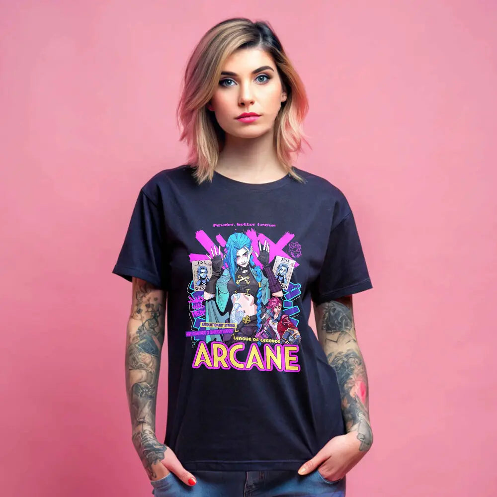 Jinx Arcane T-Shirt Japanese Anime Cartoon Gift T-Shirt All Size 87