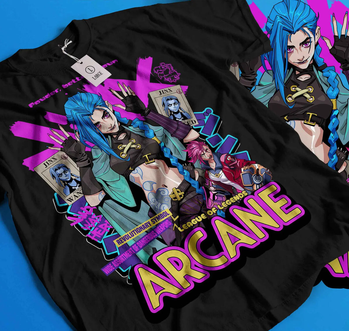 Jinx Arcane T-Shirt Japanese Anime Cartoon Gift T-Shirt All Size 87