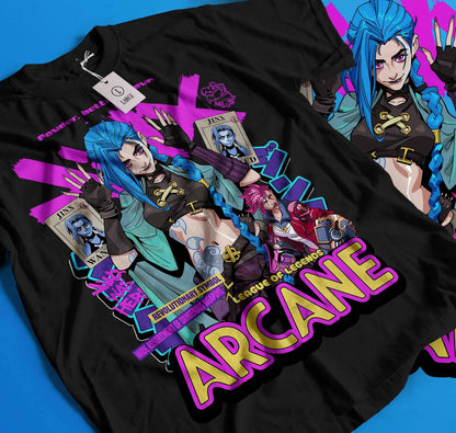 Jinx Arcane T-Shirt Japanese Anime Cartoon Gift T-Shirt All Size 87