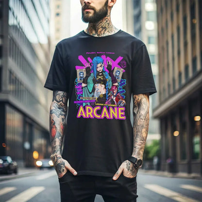 Jinx Arcane T-Shirt Japanese Anime Cartoon Gift T-Shirt All Size 87