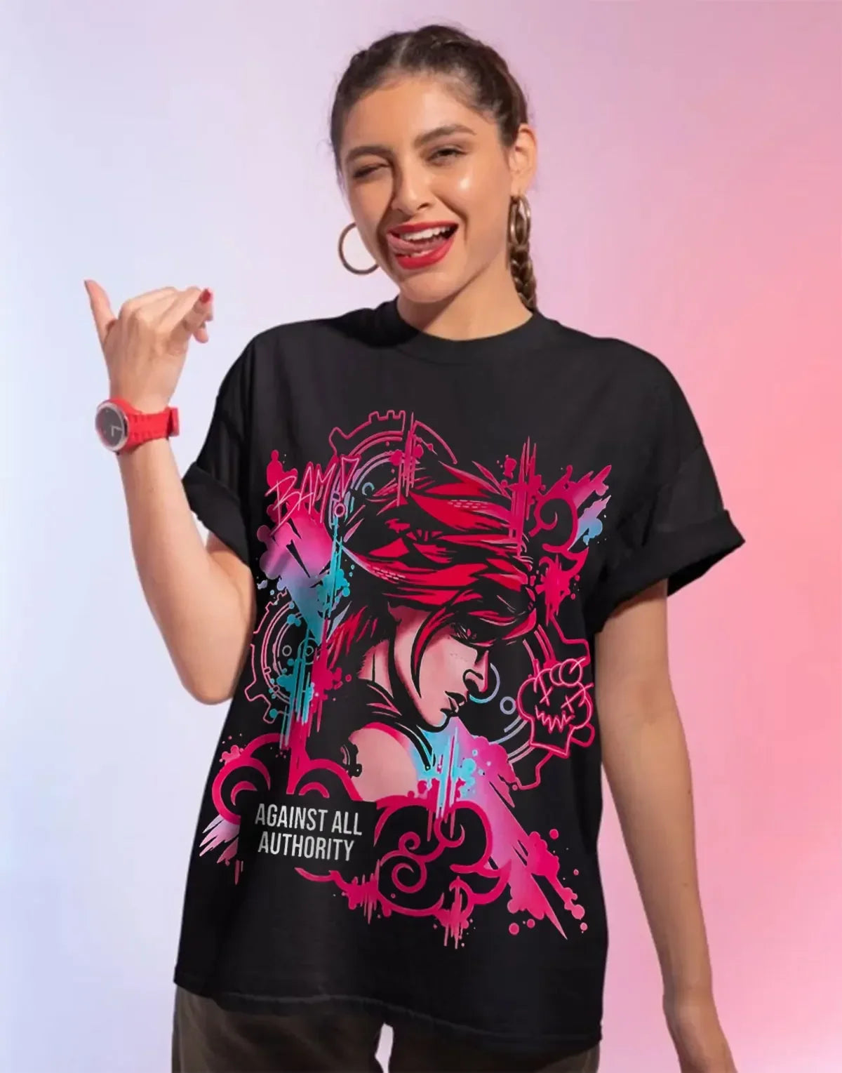 Vi Jinx Arcane T-Shirt Japanese Anime Cartoon Girl Jinx Arcane Graphic Gift Shirt All Size