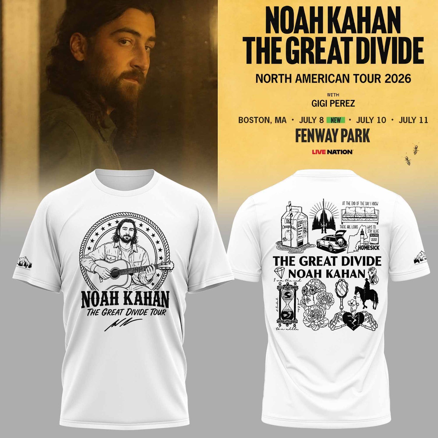 _ Noah Kahan × Boston Red Sox - The Great Divide Tour 2026 Limited Tshirt | NY19