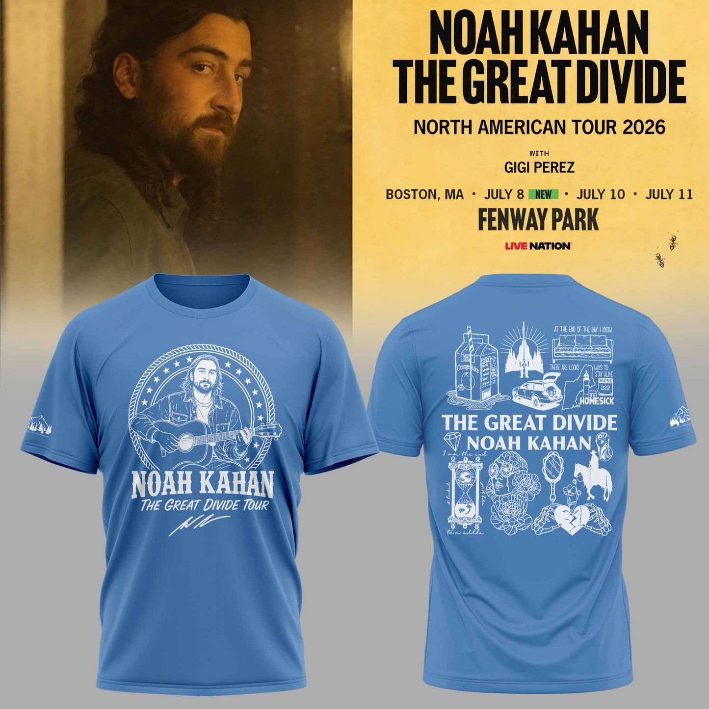 _ Noah Kahan - The Great Divide Tour 2026 Limited Tshirt | GC28