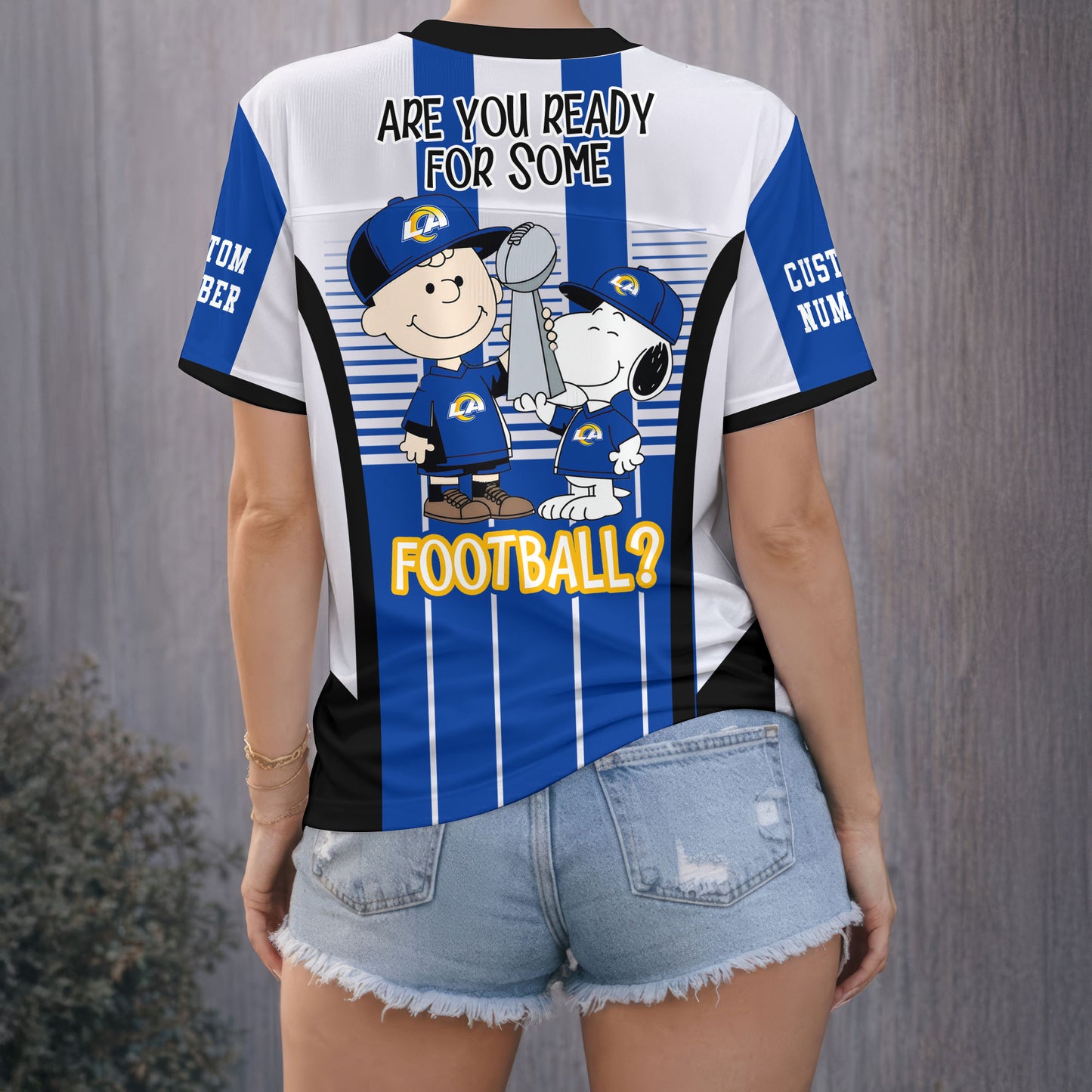 Los Angeles Rams | Premium Super Bowl x Peanut V-neck Baseball Jersey | WJ78
