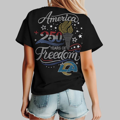 Los Angeles Rams | Premium NFL 250 Years Independence Day Rhinestone Dot 3D Shirt | CA64