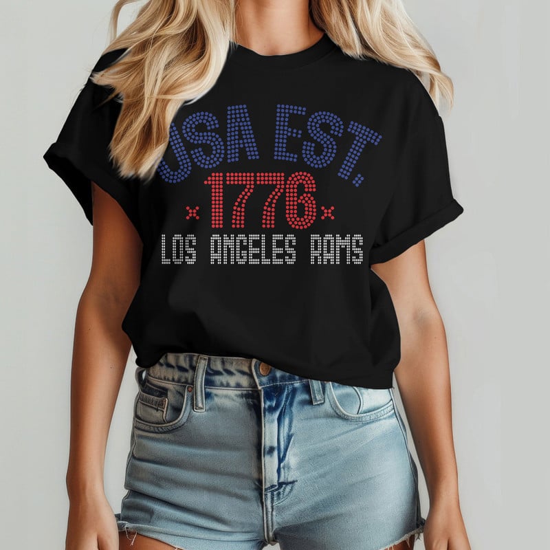 Los Angeles Rams | Premium NFL 250 Years Independence Day Rhinestone Dot 3D Shirt | CA64