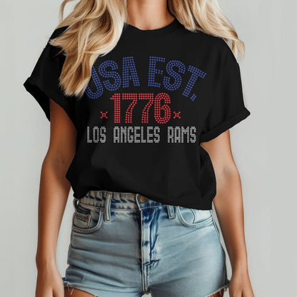 Los Angeles Rams | Premium NFL 250 Years Independence Day Rhinestone Dot 3D Shirt | CA64