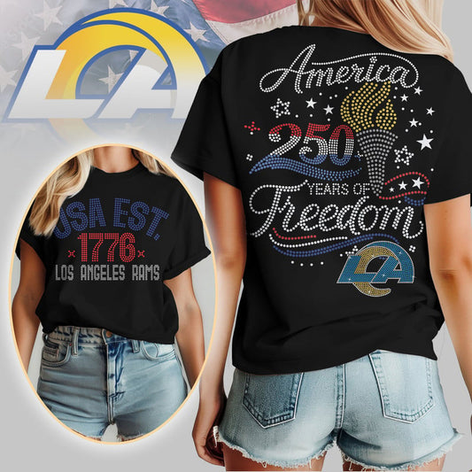 Los Angeles Rams | Premium NFL 250 Years Independence Day Rhinestone Dot 3D Shirt | CA64