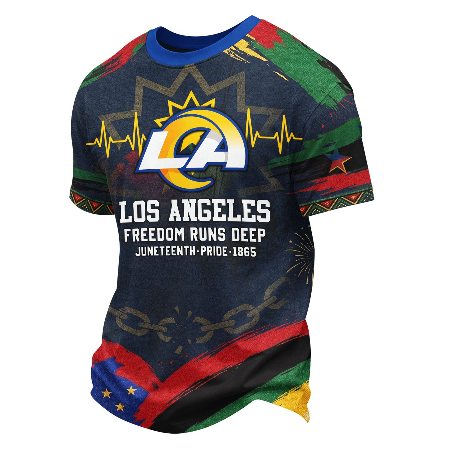 Los Angeles Rams | Premium NFL Juneteenth Freedom Runs Deep 3D Shirt | TM94