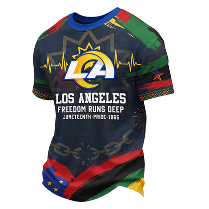 Los Angeles Rams | Premium NFL Juneteenth Freedom Runs Deep 3D Shirt | TM94