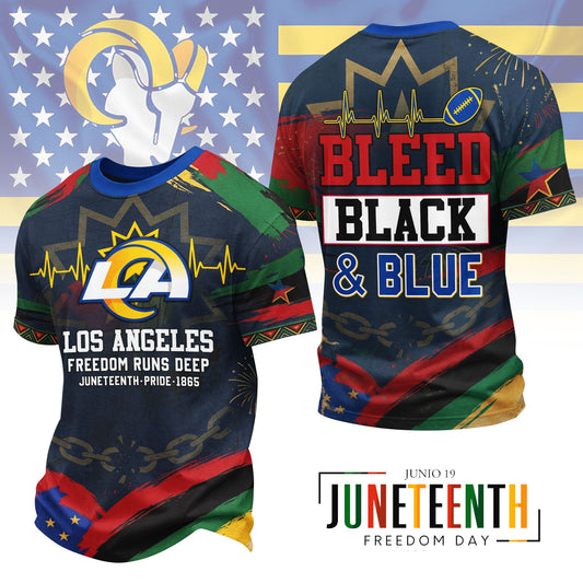 Los Angeles Rams | Premium NFL Juneteenth Freedom Runs Deep 3D Shirt | TM94