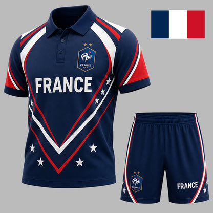 France - Premium WC26 National Pride Performance Polo & Shorts Set TD | IN93