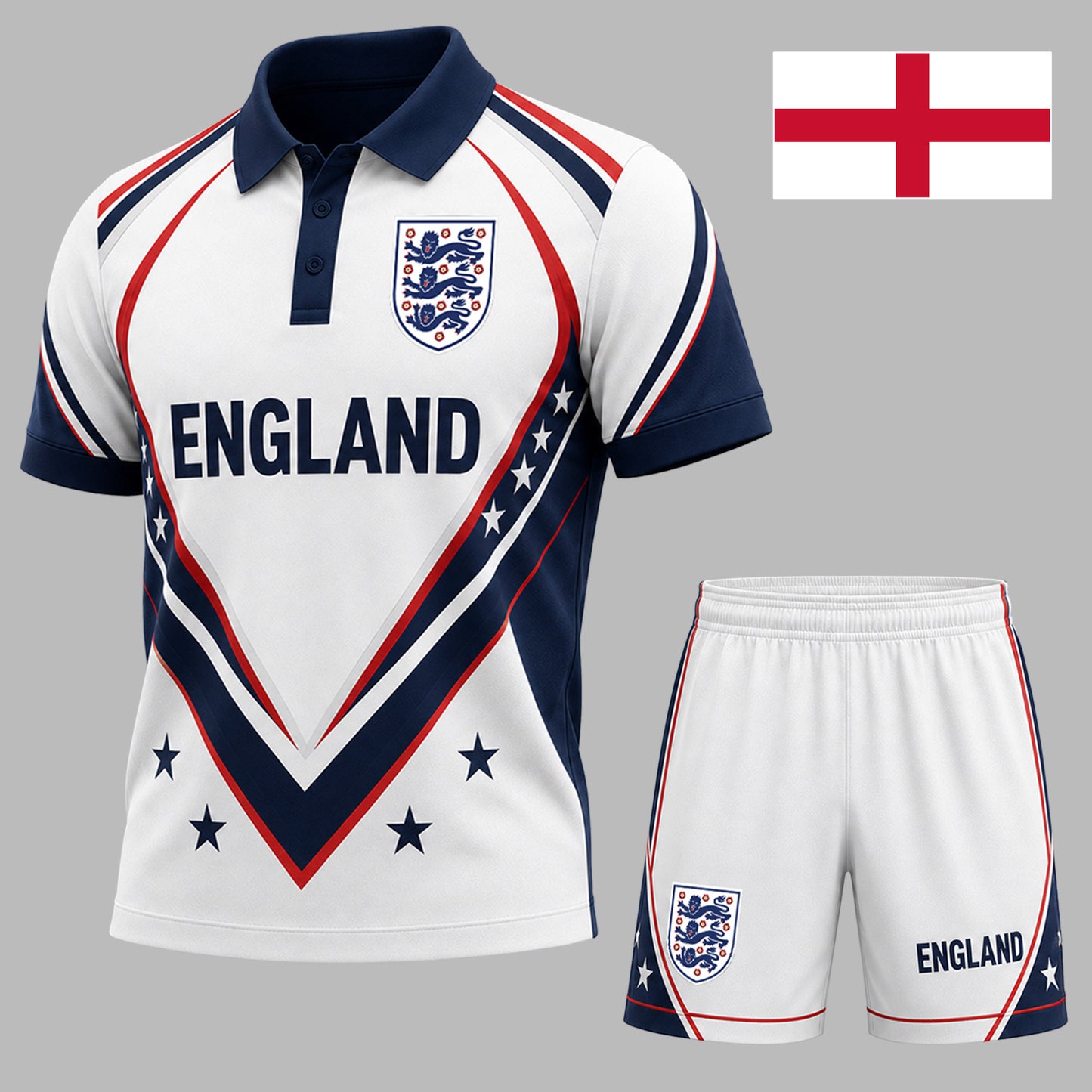 England | Premium WC26 National Pride Performance Polo & Shorts Set TD | WN99