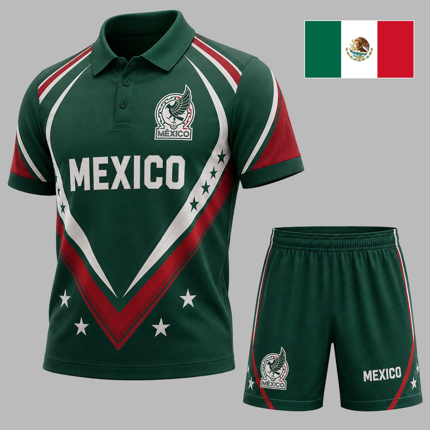 Mexico | Premium WC26 National Pride Performance Polo & Shorts Set TD | EN54