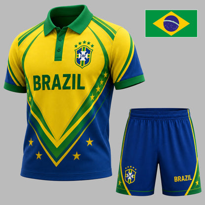 Brazil | Premium WC26 National Pride Performance Polo & Shorts Set TD | JK30