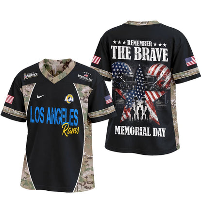 Los Angeles Rams | Premium NFL Memorial Day V-neck Baseball Jersey | QJ63