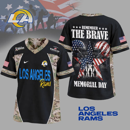 Los Angeles Rams | Premium NFL Memorial Day V-neck Baseball Jersey | QJ63