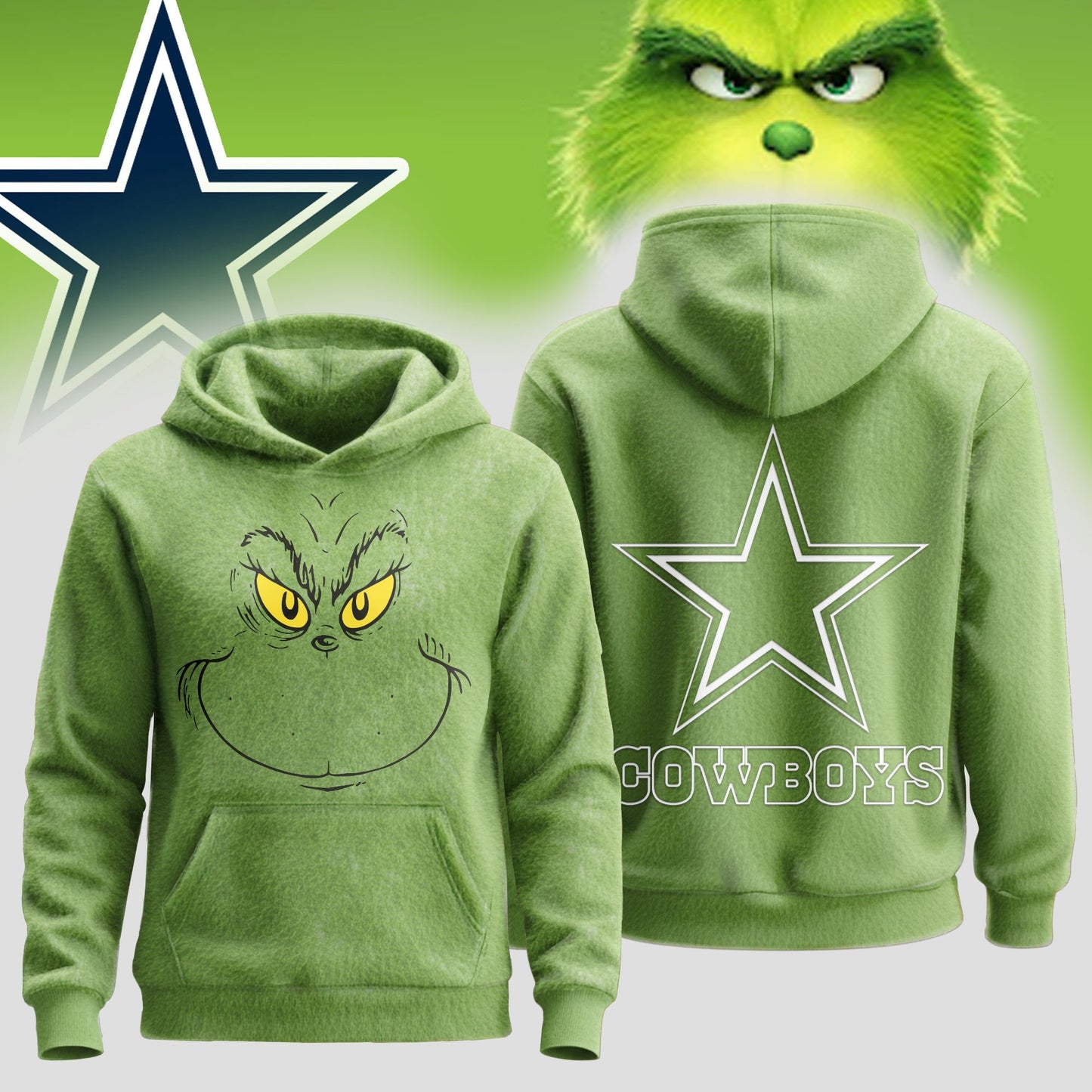 Dallas Cowboys | Premium NFL Grinch Christmas Hoodie | GR55