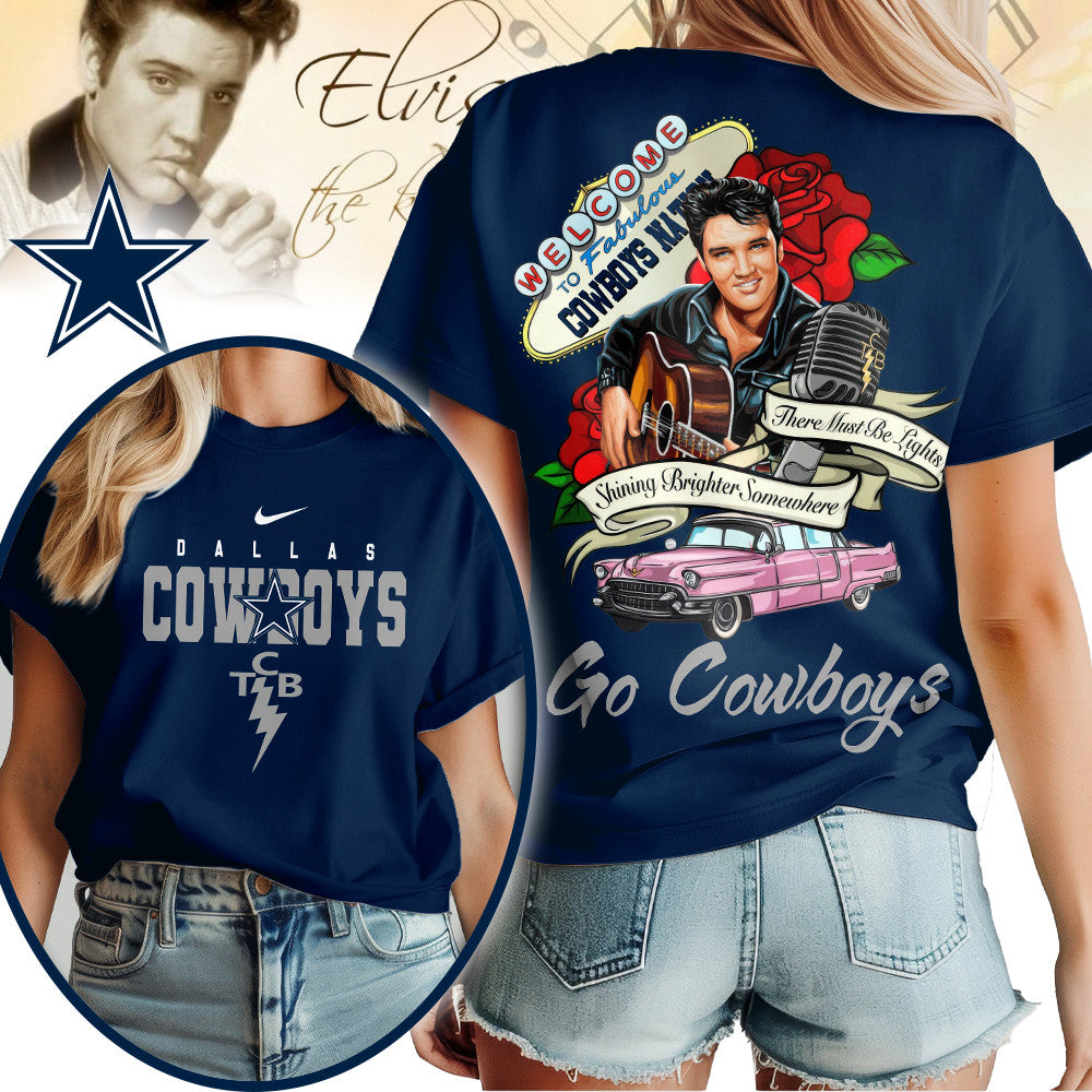 Dallas Cowboys | Premium NFL Elvis Presley Rose Women Shirt | OL78