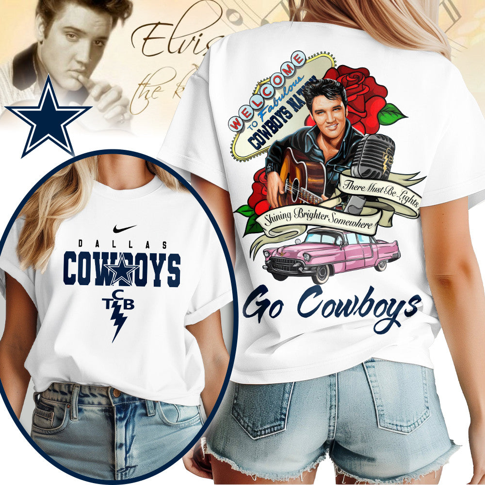 Dallas Cowboys | Premium NFL Elvis Presley Rose Women Shirt | OL78