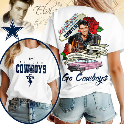 Dallas Cowboys | Premium NFL Elvis Presley Rose Women Shirt | OL78