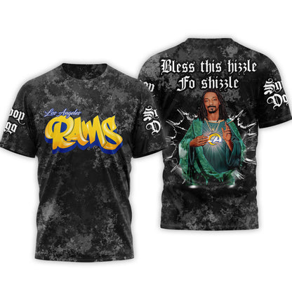 Los Angeles Rams | Premium NFL Snoop Dogg Bless this hizzle fo shizzle 3D Shirt | LO67