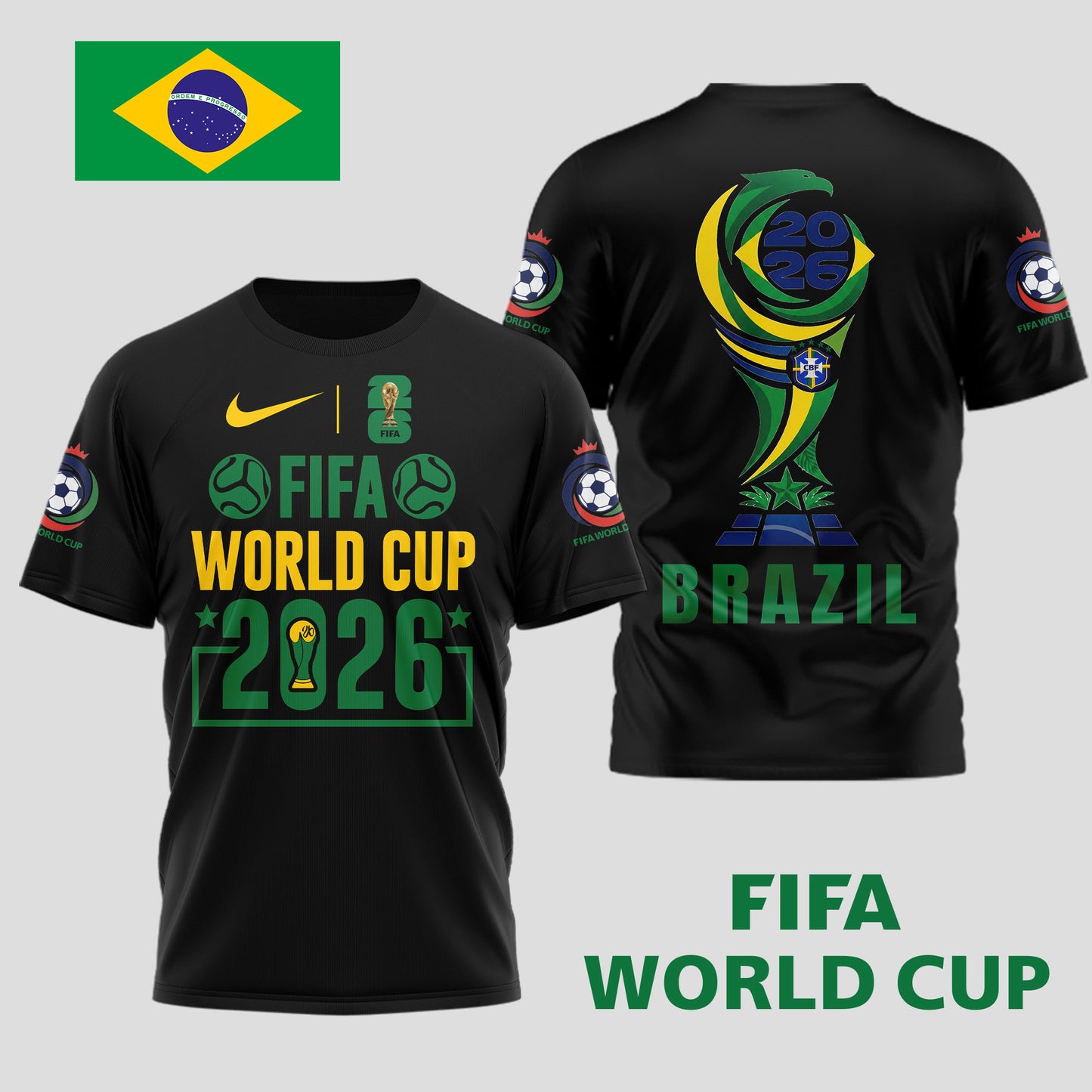 Brazil | Premium World Cup Spirit 2026 WC26 3D T-Shirt TD | SQ27