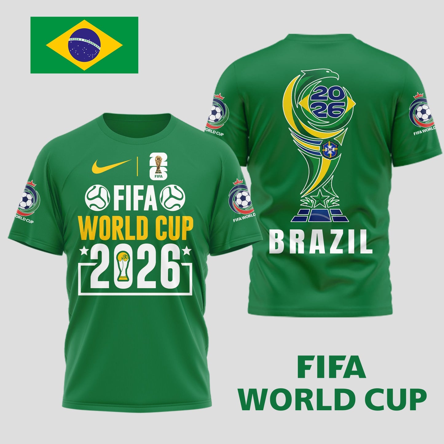 Brazil | Premium World Cup Spirit 2026 WC26 3D T-Shirt TD | SQ27