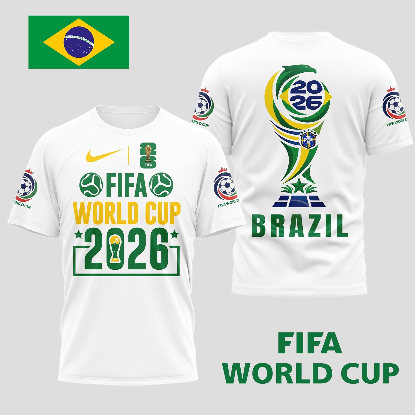 Brazil | Premium World Cup Spirit 2026 WC26 3D T-Shirt TD | SQ27