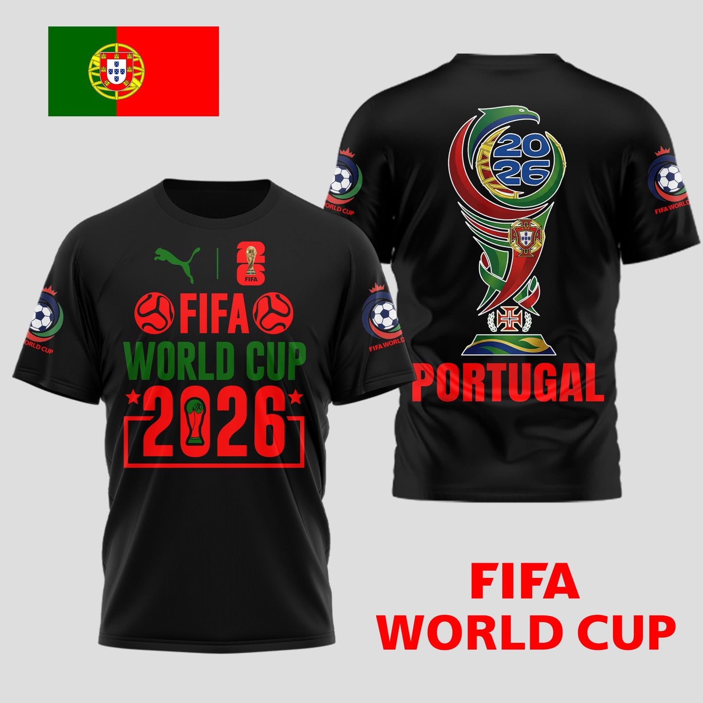 Portugal | Premium World Cup Spirit 2026 WC26 3D T-Shirt TD | HU10