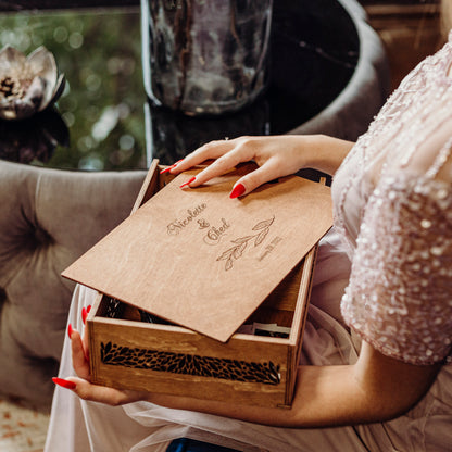 Engraved Wooden Memory Box: Personalized Wedding Keepsake Gift