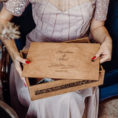 Engraved Wooden Memory Box: Personalized Wedding Keepsake Gift