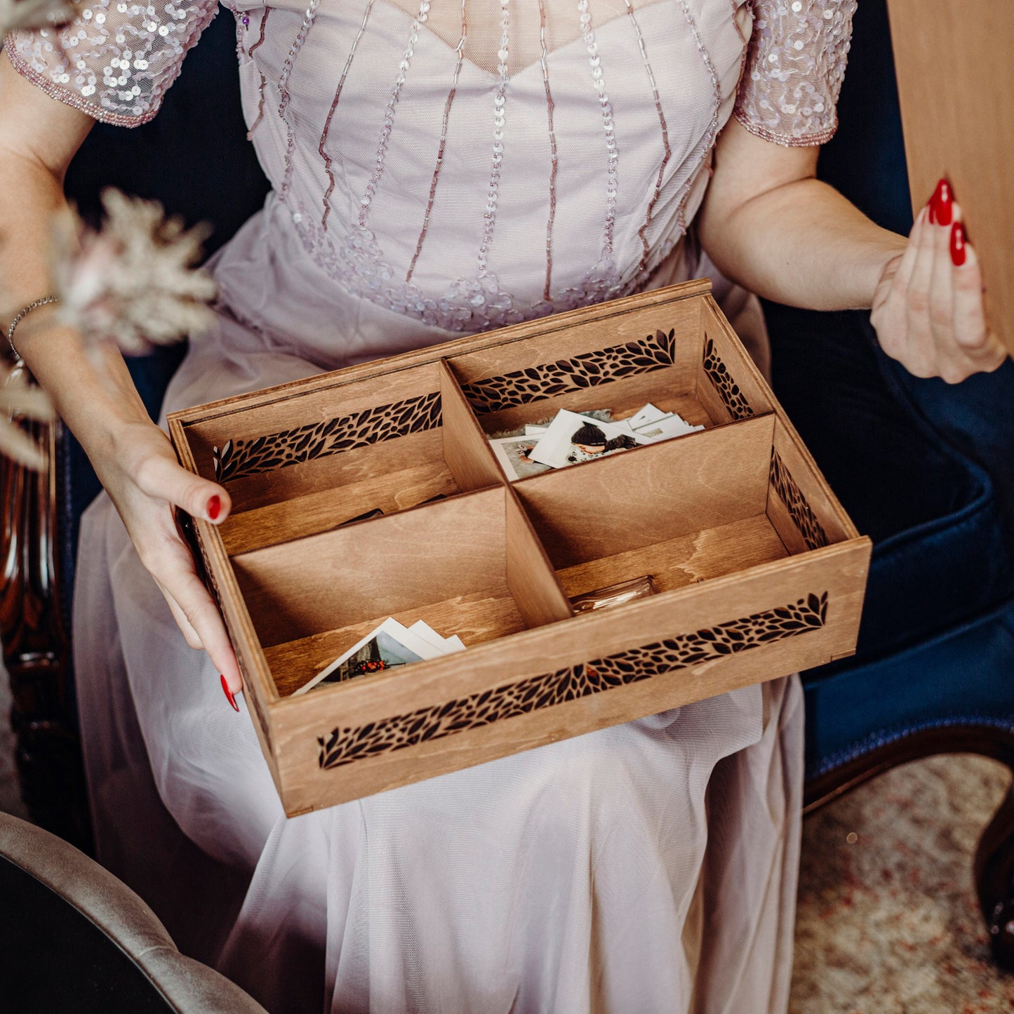 Engraved Wooden Memory Box: Personalized Wedding Keepsake Gift