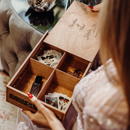 Engraved Wooden Memory Box: Personalized Wedding Keepsake Gift